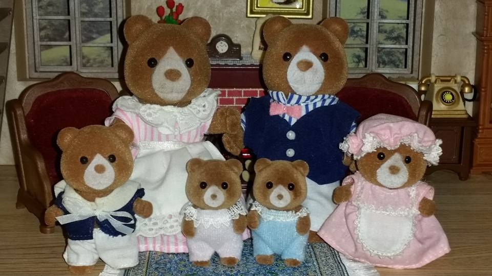 Sylvanian Families UK Marmalade Bear Family Tomy Flair EPOCH Teardrop Bear Vintage