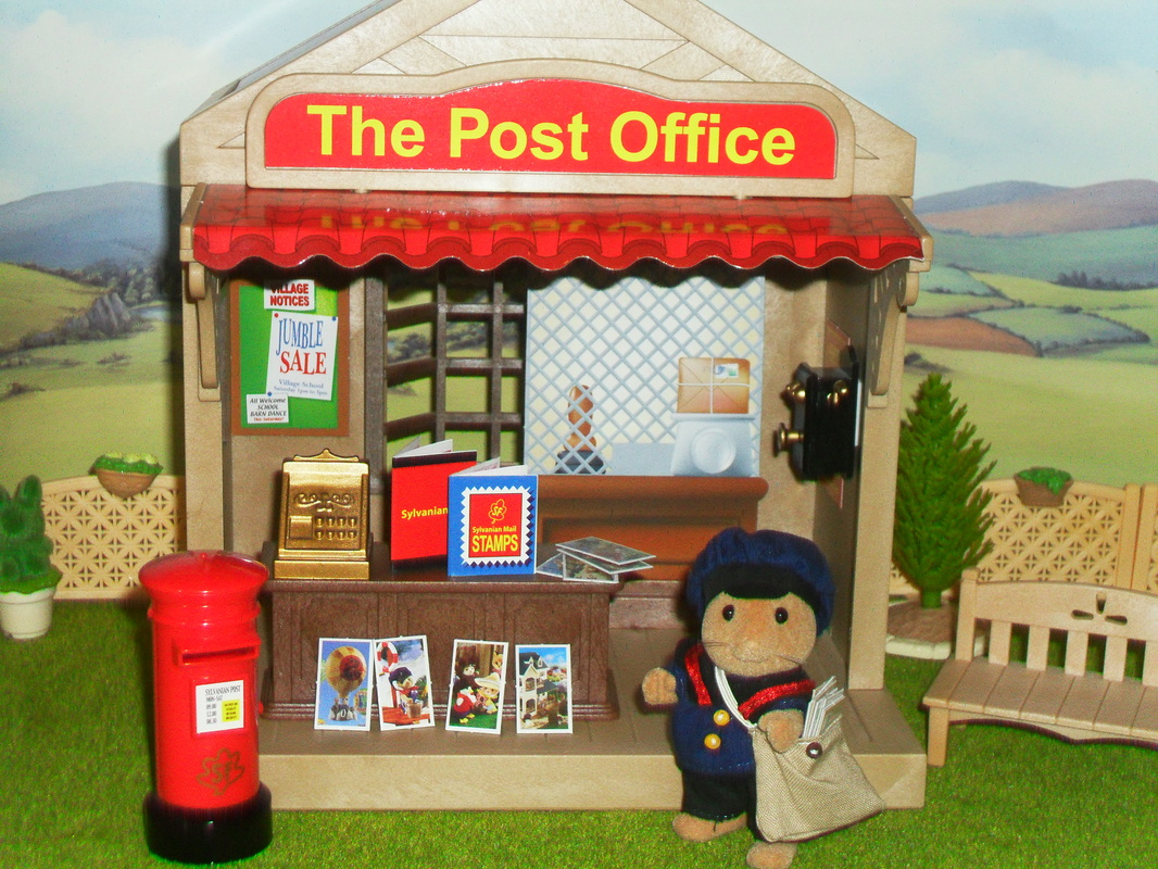 Sylvanian Families UK Post Office Tomy Samuel Stamp Meadows Mouse Postman