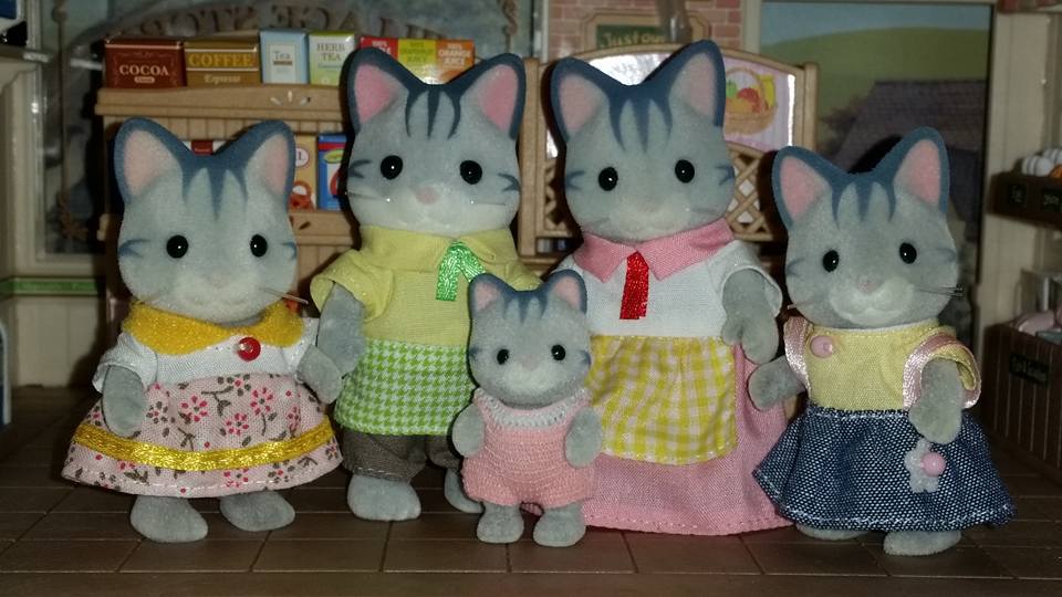Sylvanian Families Village Store Supermarket Flair EPOCH Harvey Grey Cat Family